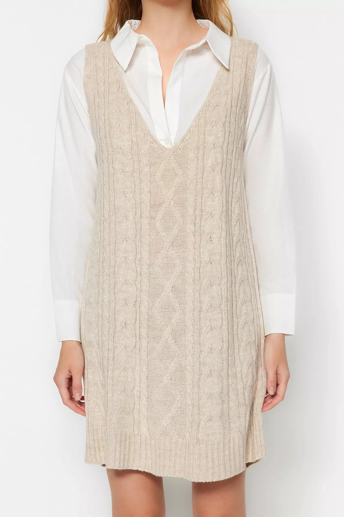 Buy Trendyol Braided Sweater Vest in Stone 2024 Online