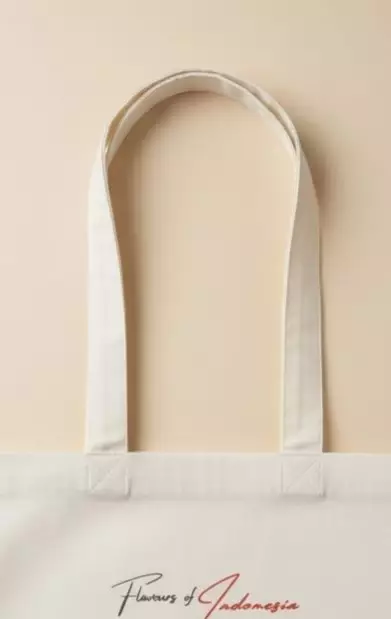 Najla Home INDONESIA Inspirations Fancy Tote Bag 'Flavours of Indonesia' Print (Cream)