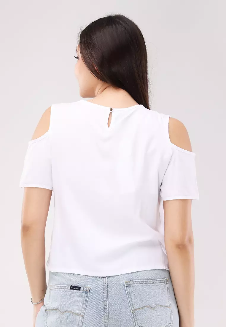 Single Twill Woven Short Sleeves Blouse