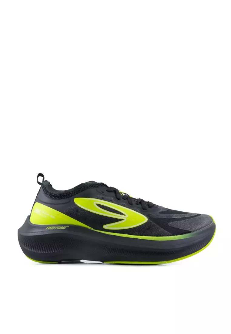 910Nineten TAKASHI RUN ELITE sepatu lari - HITAM/HIJAU-NEON