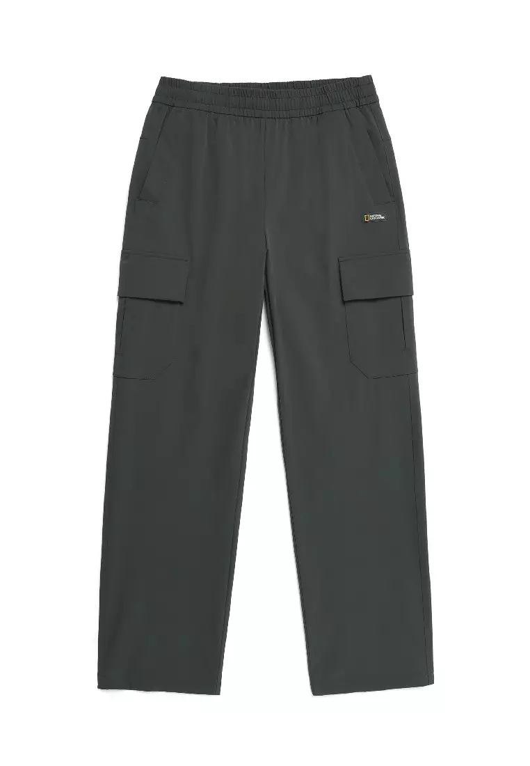 男女同款ARCHELON梭織彈性直腳長褲