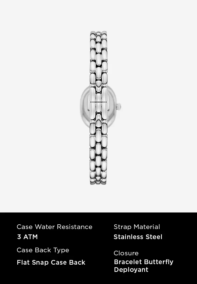 Emporio Armani Women's Analog Watch ( AR11720 ) - Quartz, Silver Case, Oval Dial, Below 5 MM Silver Stainless Steel Band