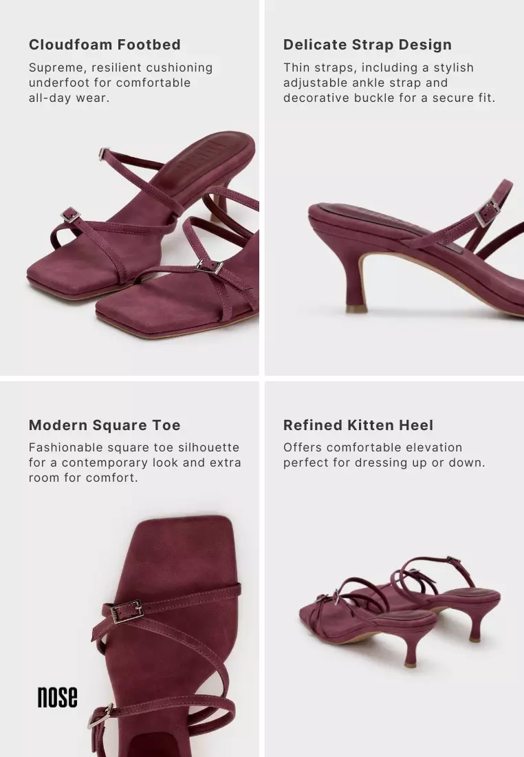 CLOUDFOAM SQUARE TOE WITH ADJUSTABLE BUCKLE STRAPPY HEEL