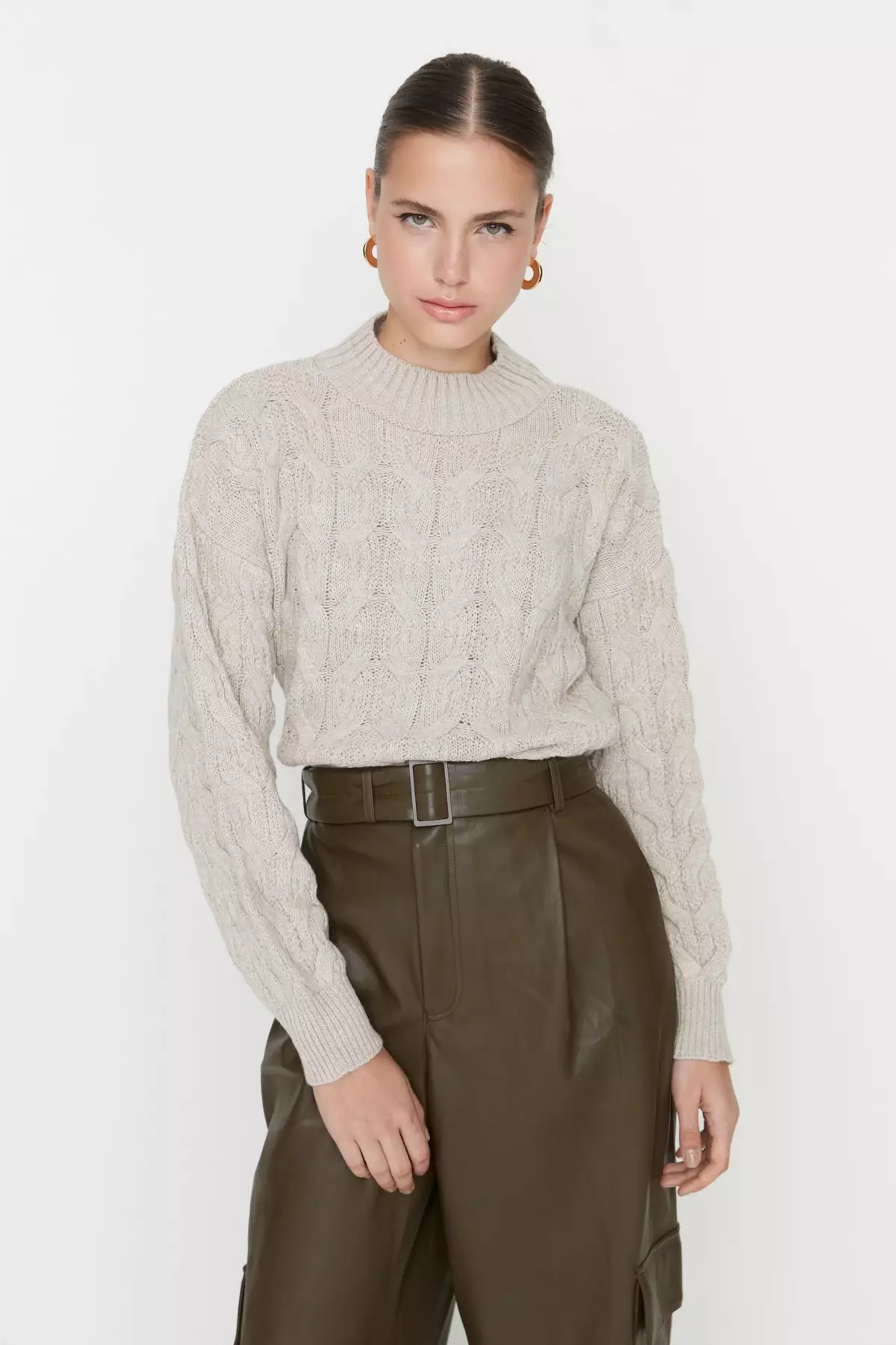 Crop High Neck Sweater