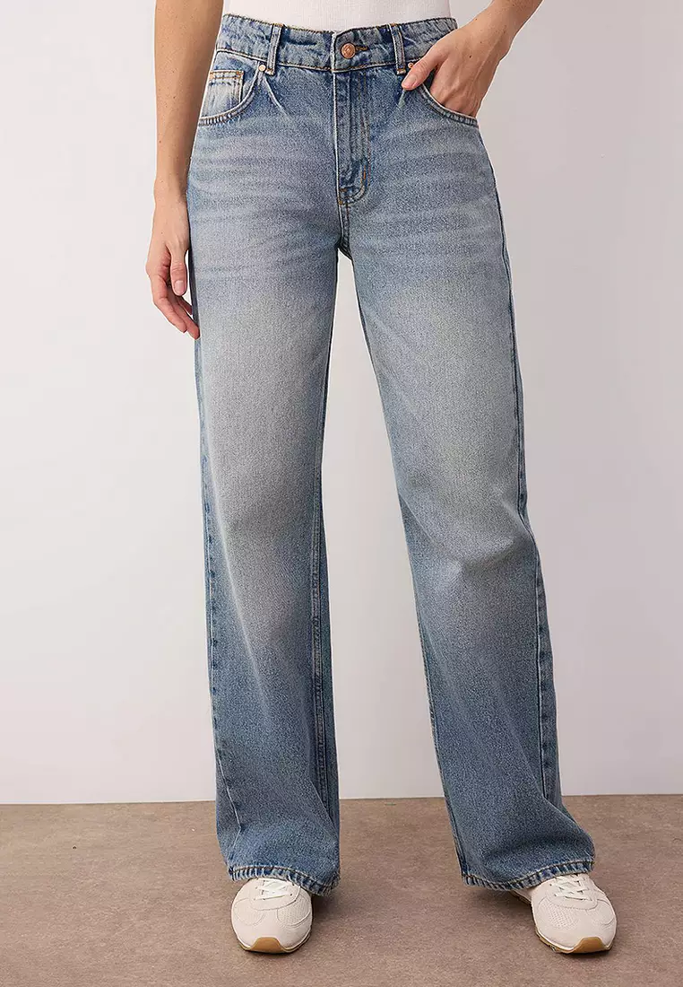 Buy Trendyol Normal Waist Wide Leg Jeans 2026 Online | ZALORA Philippines