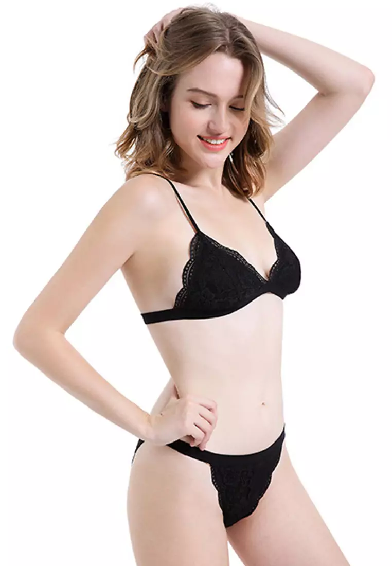 Buy LYCKA LKS2047-LYCKA Lady Sexy Bra and Panty Lingerie Set-Black in Black  2024 Online