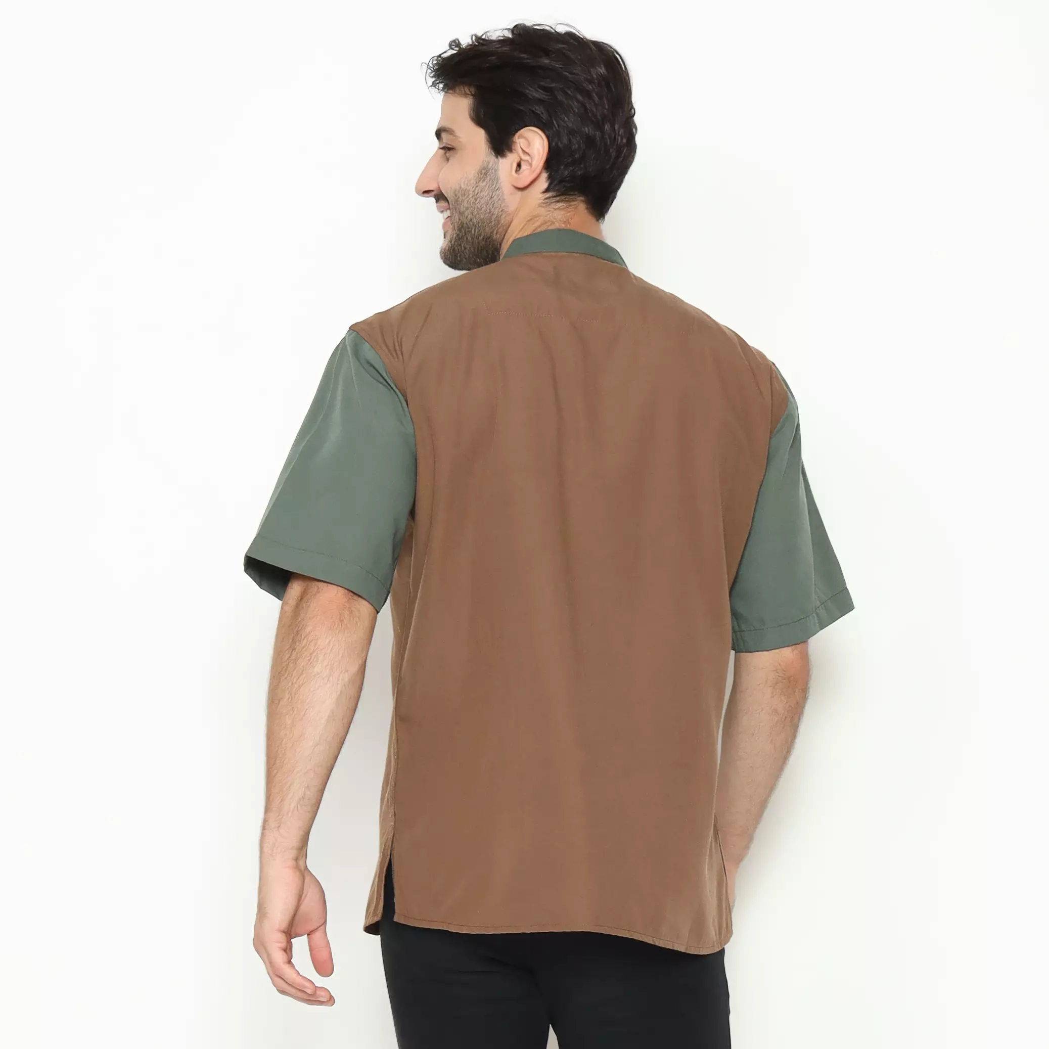 AMK Kemeja Koko Pria Lengan Pendek KK BB 009 S/s Cap 6 Brown