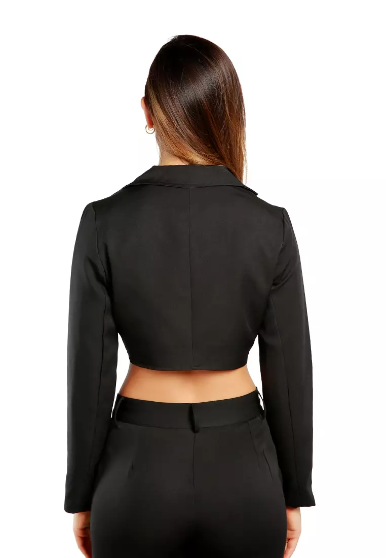 Black Cropped Tailored Blazer