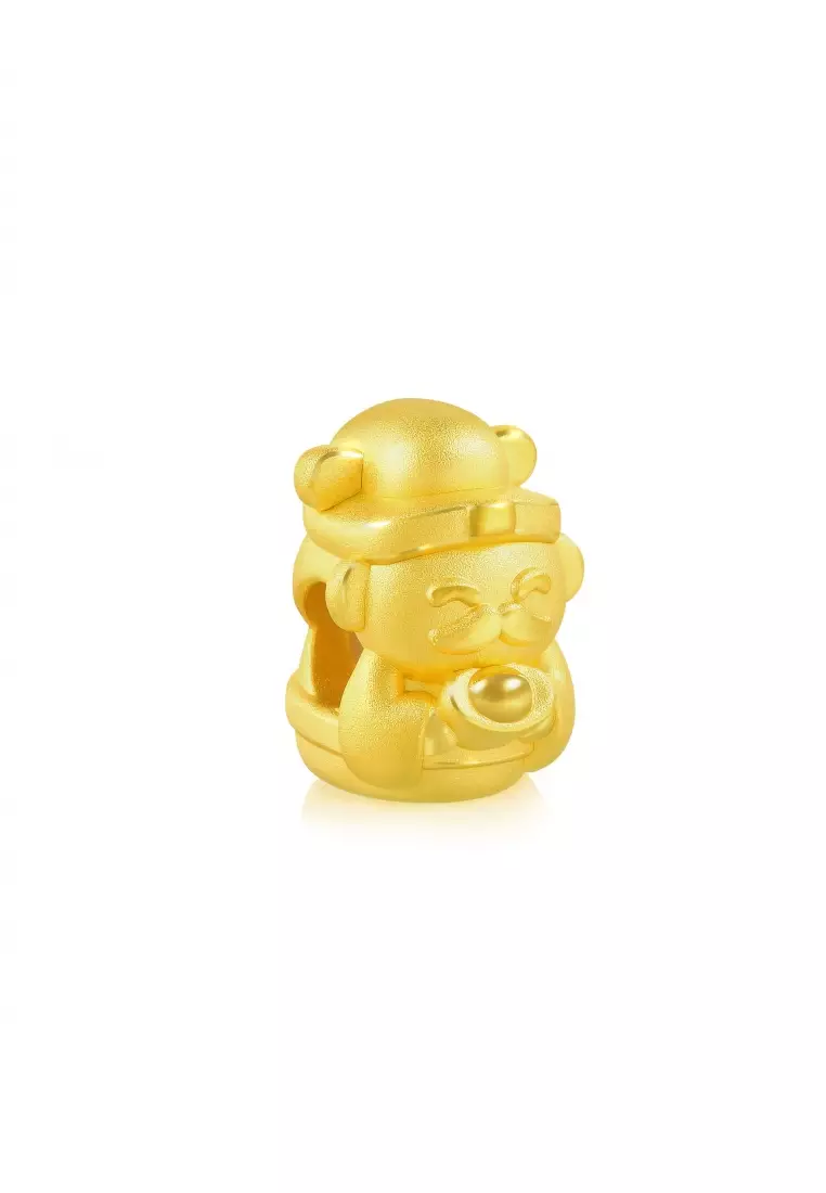 999 24K Solid Gold God of Wealth Happiness Charm 89999C (Bracelet not included)