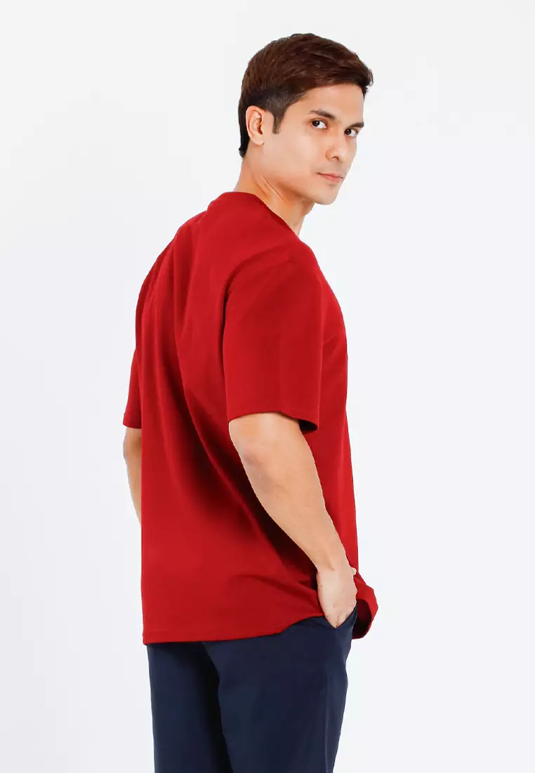 Forest Premium Weight Air-Cotton 220gsm Oversized Round Neck Tee T Shirt Men | Baju T Shirt Lelaki - 621429-56Maroon
