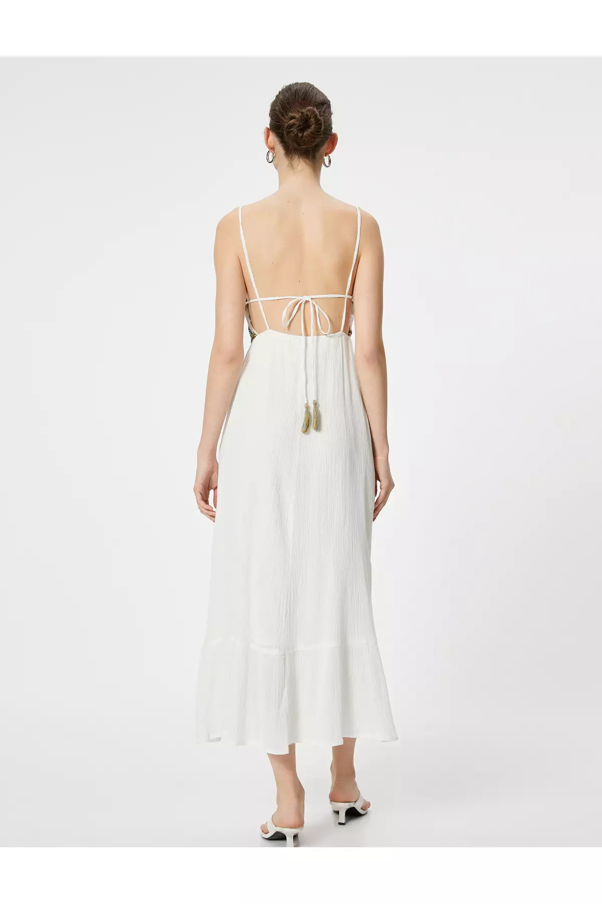 Strap Dress Textured Square Neck Cotton