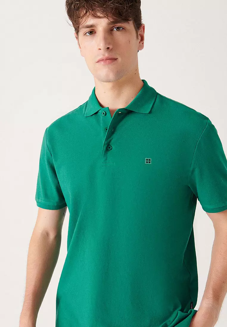 Men's Green 100% Cotton Cool Polo Collar T-Shirt E 001004