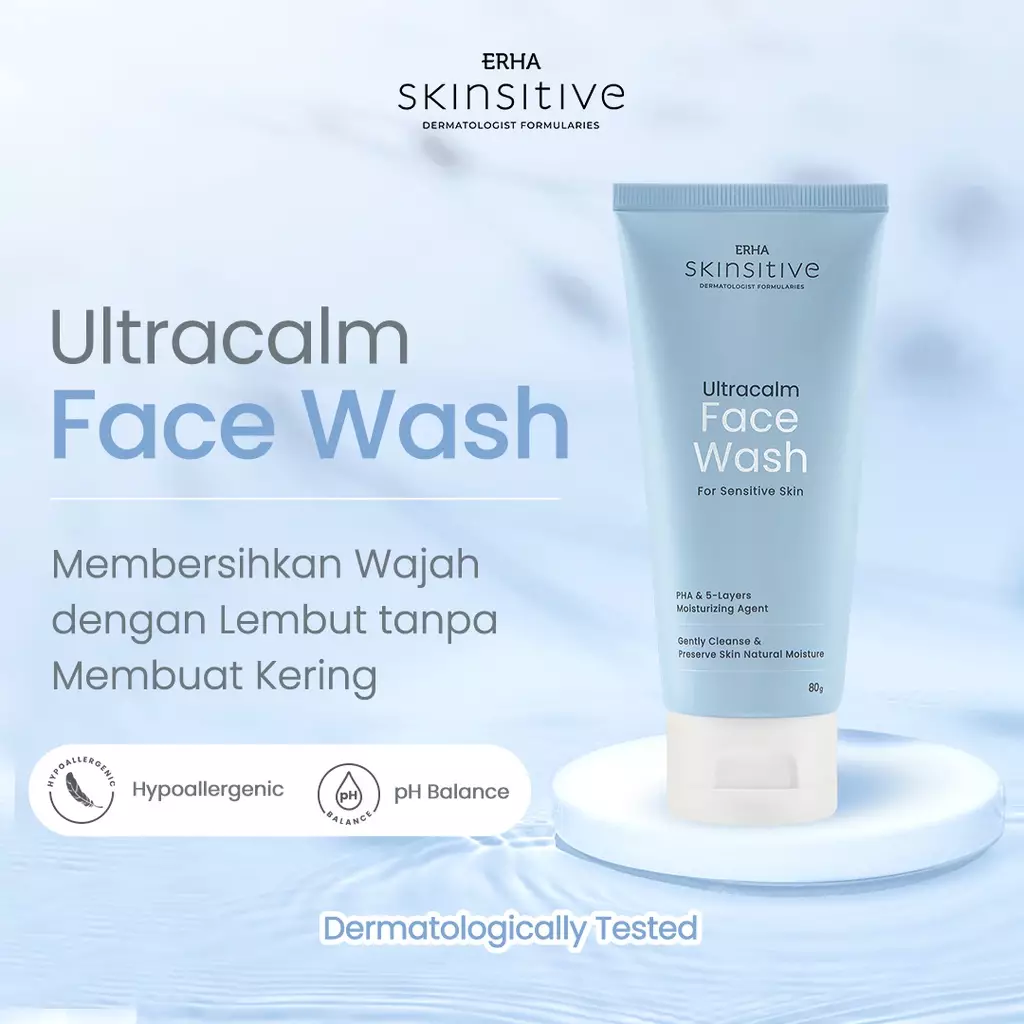 ERHA Twinpack Skinsitive Facial Wash 80g - Sabun Wajah Sensitif & Aman Untuk Semua Jenis Kulit