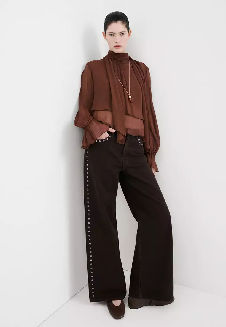 Wide Leg Studded Jeans