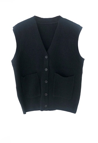 Twenty Eight Shoes black VANSA Knitted Vest Jacket  VCW-V15856258 C61A0AA04A7F6FGS_1