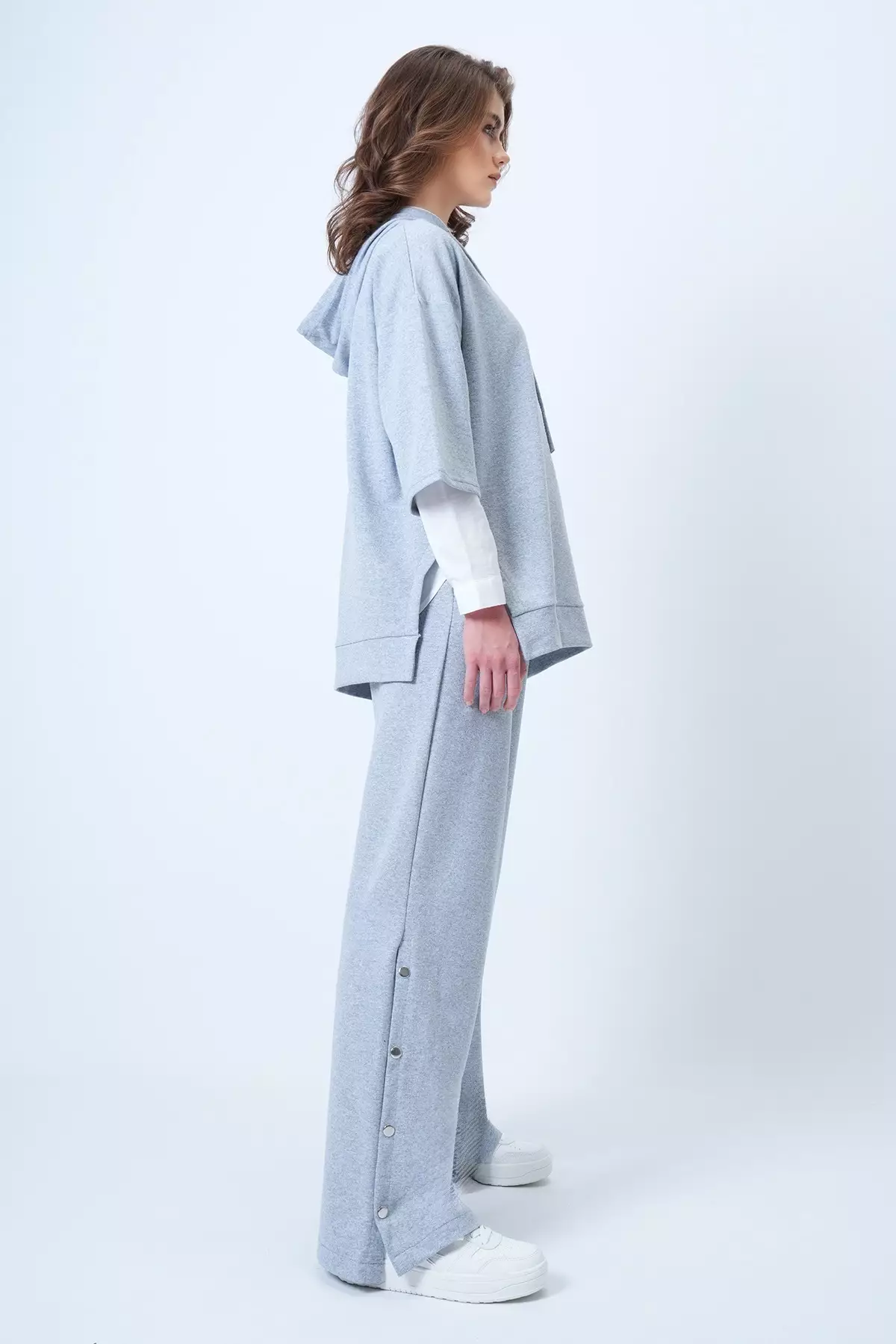 Women'S Grimelange Hooded Sweatshirt With Side Slits And Wide Leg Pants Set Alc-X14607