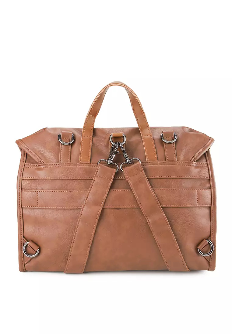 Distressed Leather Atlas Convertible Messenger Backpack