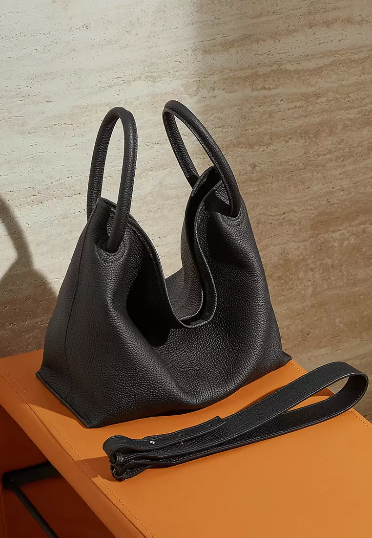 Minimal Style Top Grain Cowhide Bucket Bag QSL3297