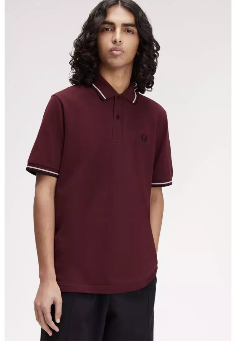 Fred Perry M12 Twin Tipped Fred Perry Shirt (Oxblood / White / Black)