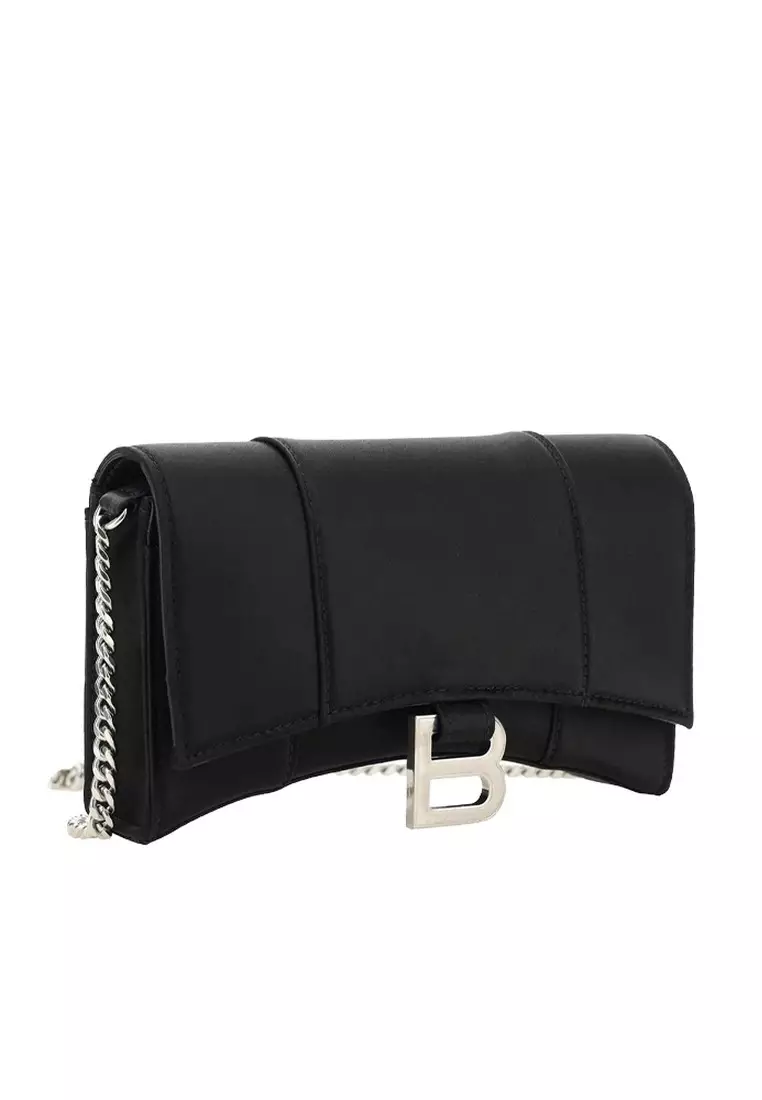 Hourglass Bb Monogram Chain Wallet in Black