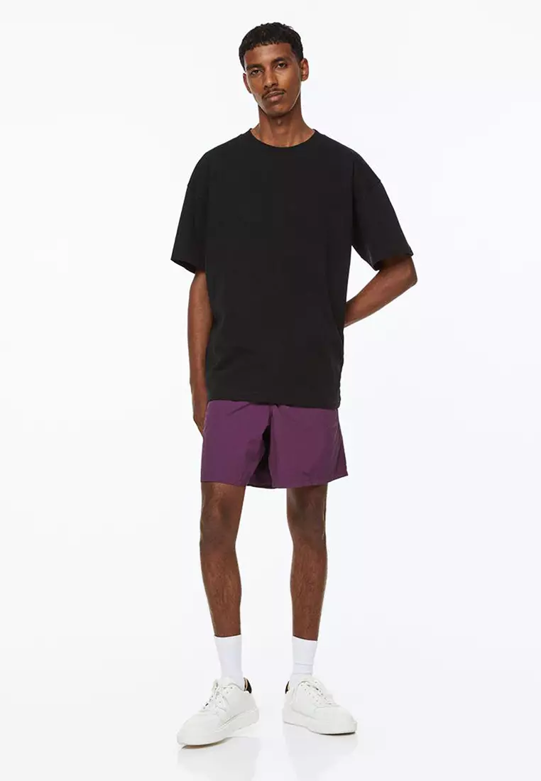 Relaxed Fit Belted Nylon Shorts