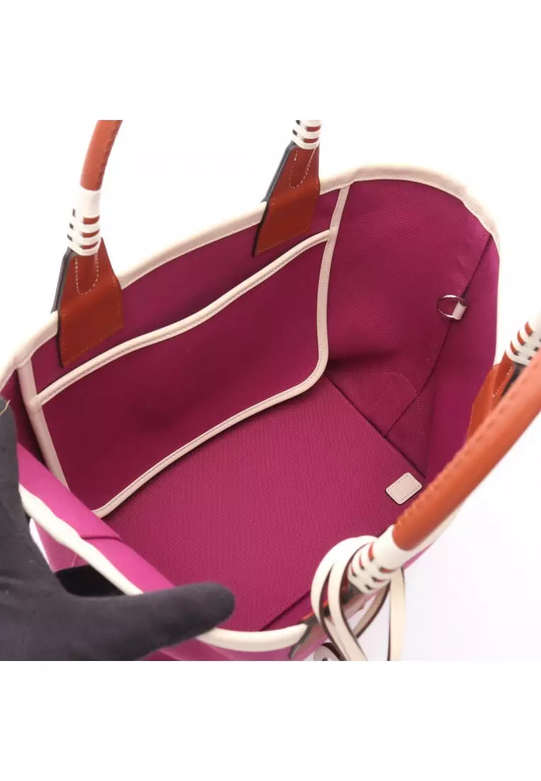 Pre-Loved Hermès Steeple 25 rose purple Cuible Handbag tote bag toile military Veau Swift Pink purple Brown U stamp