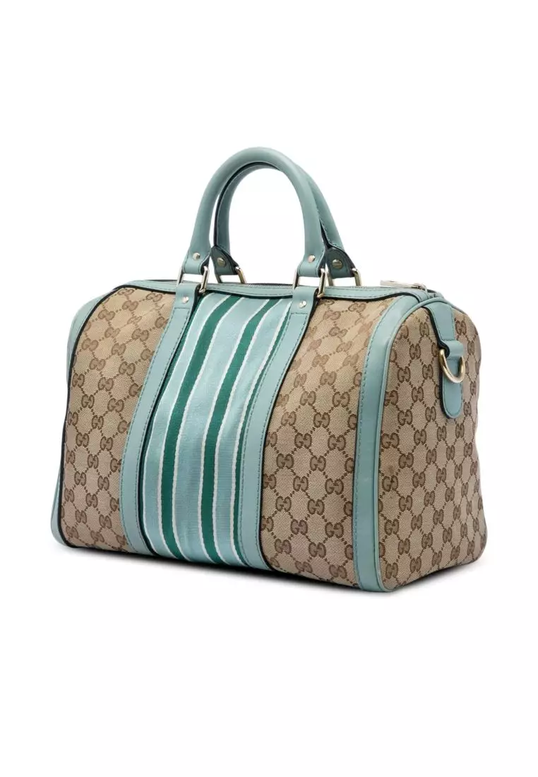 Pre-Loved Gucci Medium Gg Canvas Web Joy Boston Bag