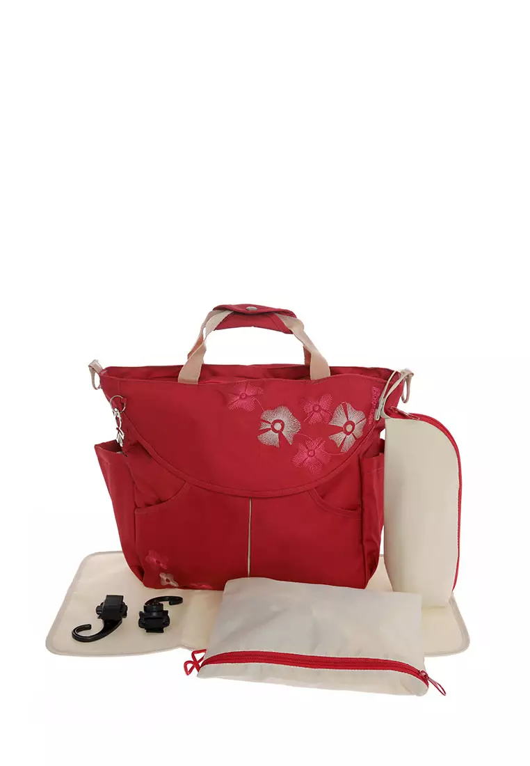 Okiedog Sumo Blooming Red 3in1 diaper bag -  tas bayi