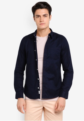 zalora 2019 code voucher Blue Buy Burton London Menswear Oxford Navy Sleeve Long