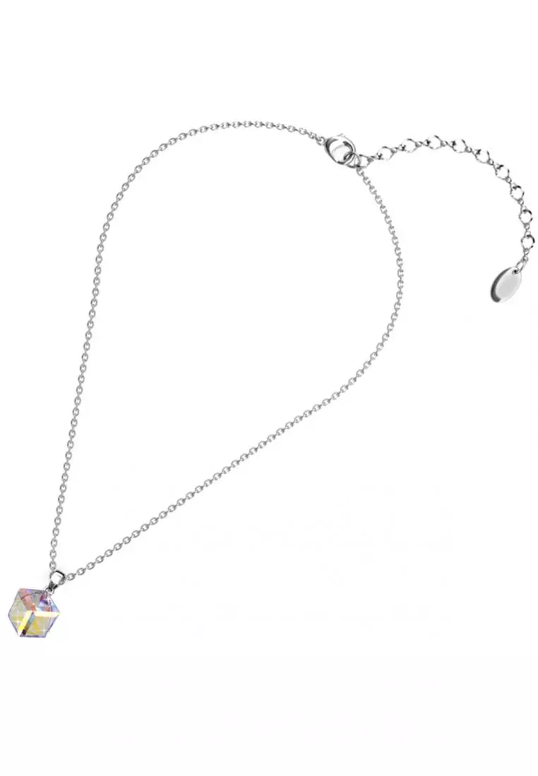 Classic Cube Pendant AB Rainbow - Kalung Crystal Swarovski by Her Jewellery