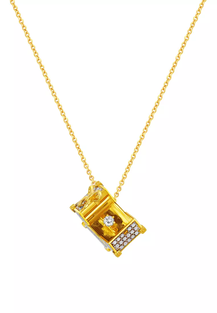 TOMEI【龙情蜜语】Diamond Cut Collection Gift Box Necklace, Yellow Gold 916