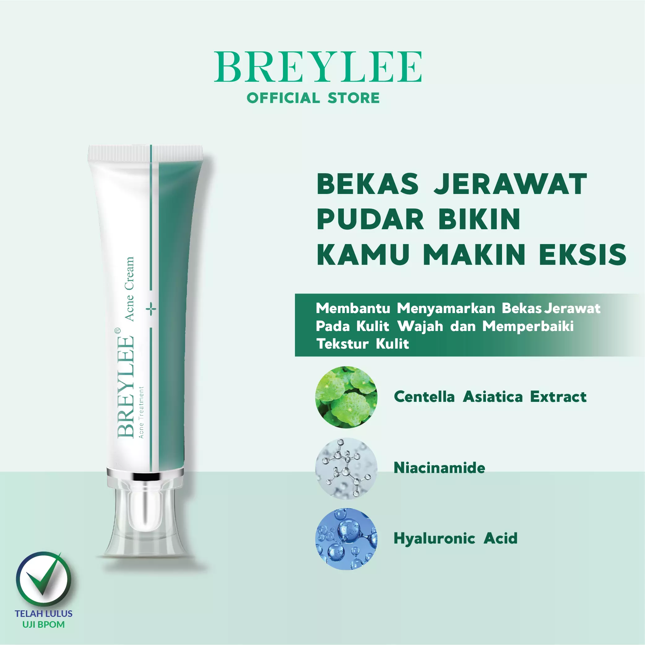 BREYLEE Krim Penghilang Noda Bekas Jerawat, Luka & Stretch Mark (30g)