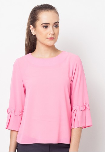 Origami Sleeves Plain Blouse - Pink