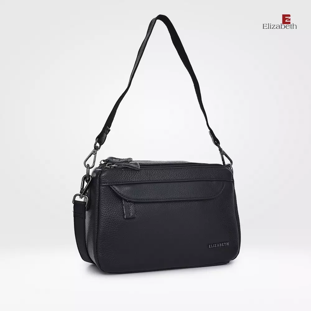 Tas Elizabeth Genuine Leather Shoulder Bag 0720-0499 Black