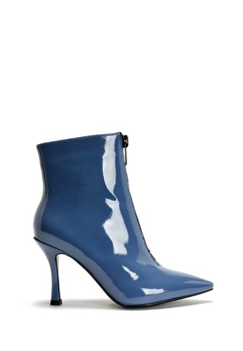 House of Avenues blue Ladies Patent Leather Slogan Ankle Boot 5475 Blue 754C9SHBFAC292GS_1