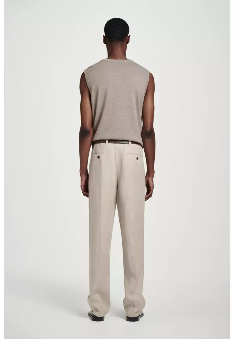RELAXED LINEN TAPERED TROUSERS