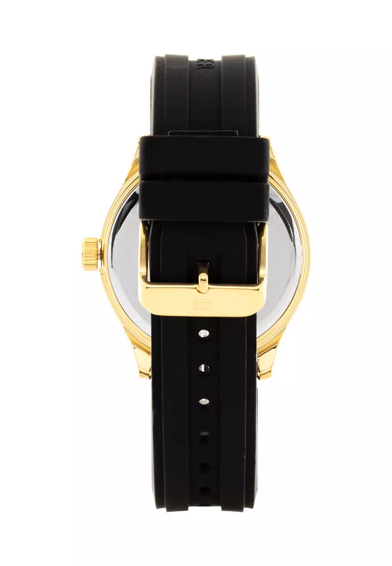 tommy hilfiger men's black silicone strap watch