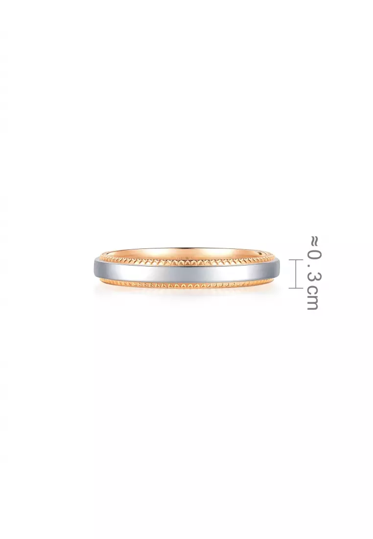 18K Solid Gold & 950 Platinum PROMESSA Majesty Ring for Men (Size: 18, Diameter 18.3mm) 75227R