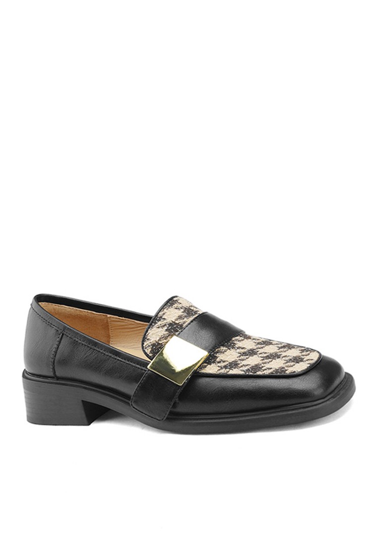VANSA Houndstooth Metal Buckle Loafers VSW-F022708-41