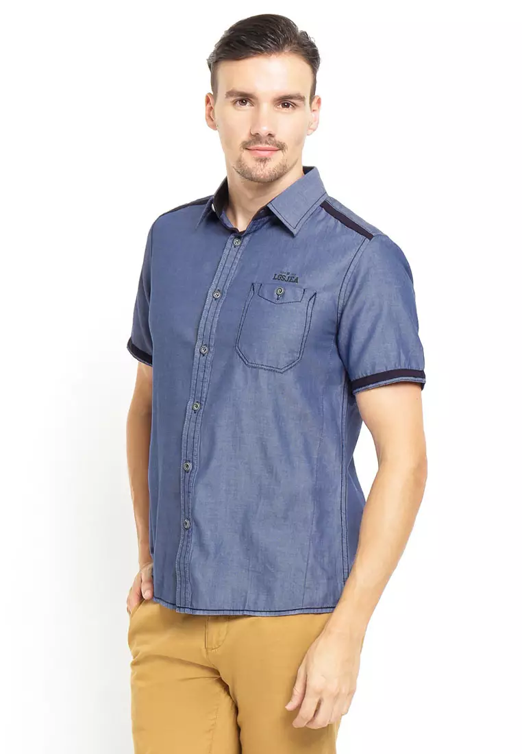 LGS - Kemeja Casual - Kantong - Biru - Slim Fit - JSH.390.S697F.527.C