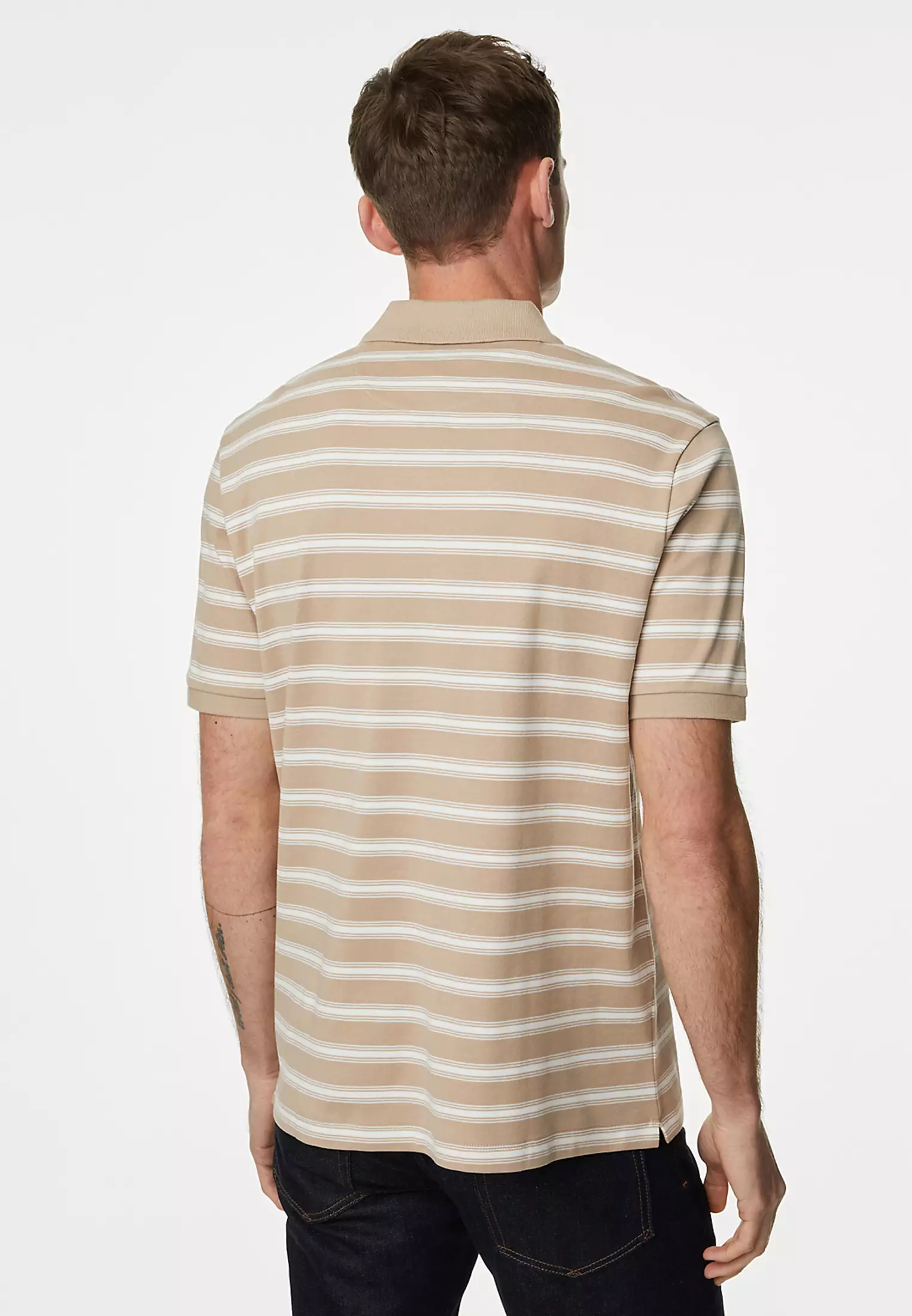 Pure Cotton Striped Polo Shirt