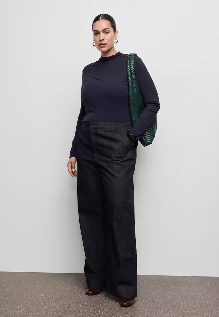 Wide-Leg Denim Trousers