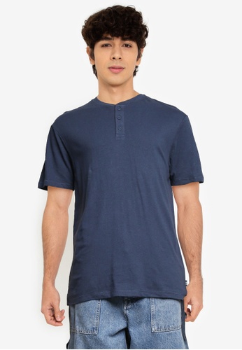 Springfield blue Linen Short Sleeves T-Shirt B2E2FAA0A29B89GS_1