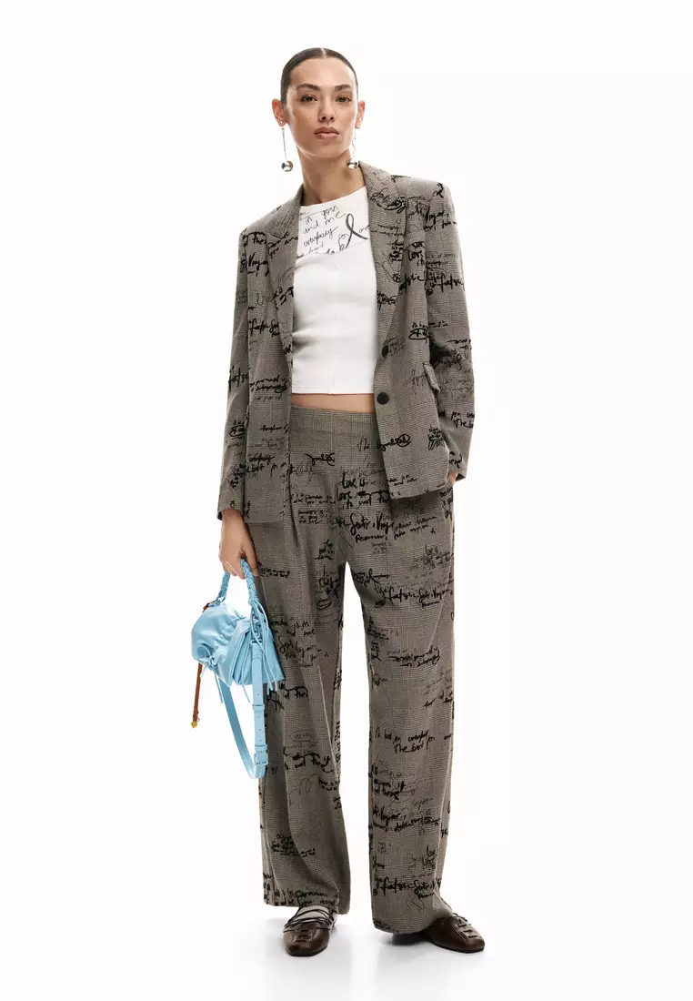 Blazer with lettering and checks