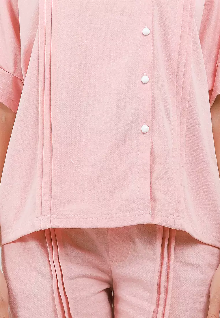 Atasan Top Bawahan Button Set Short Pants Celana Pendek Wanita