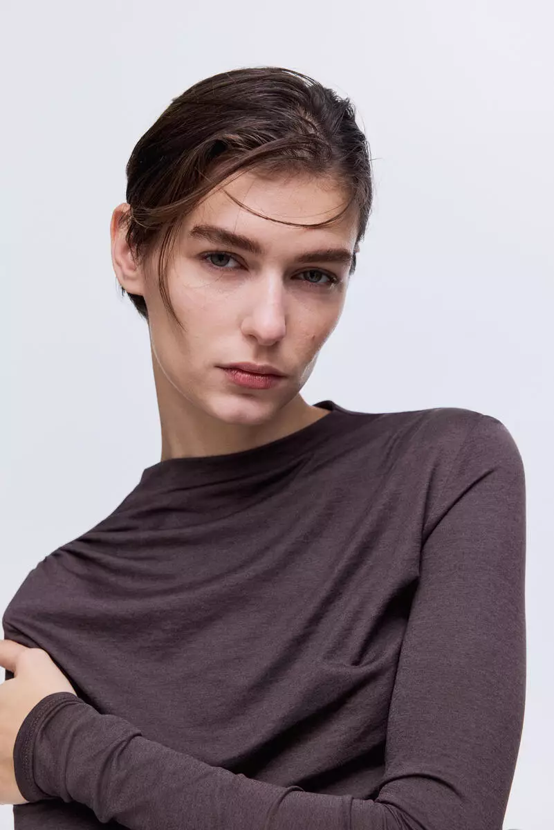 Draped silk-blend top