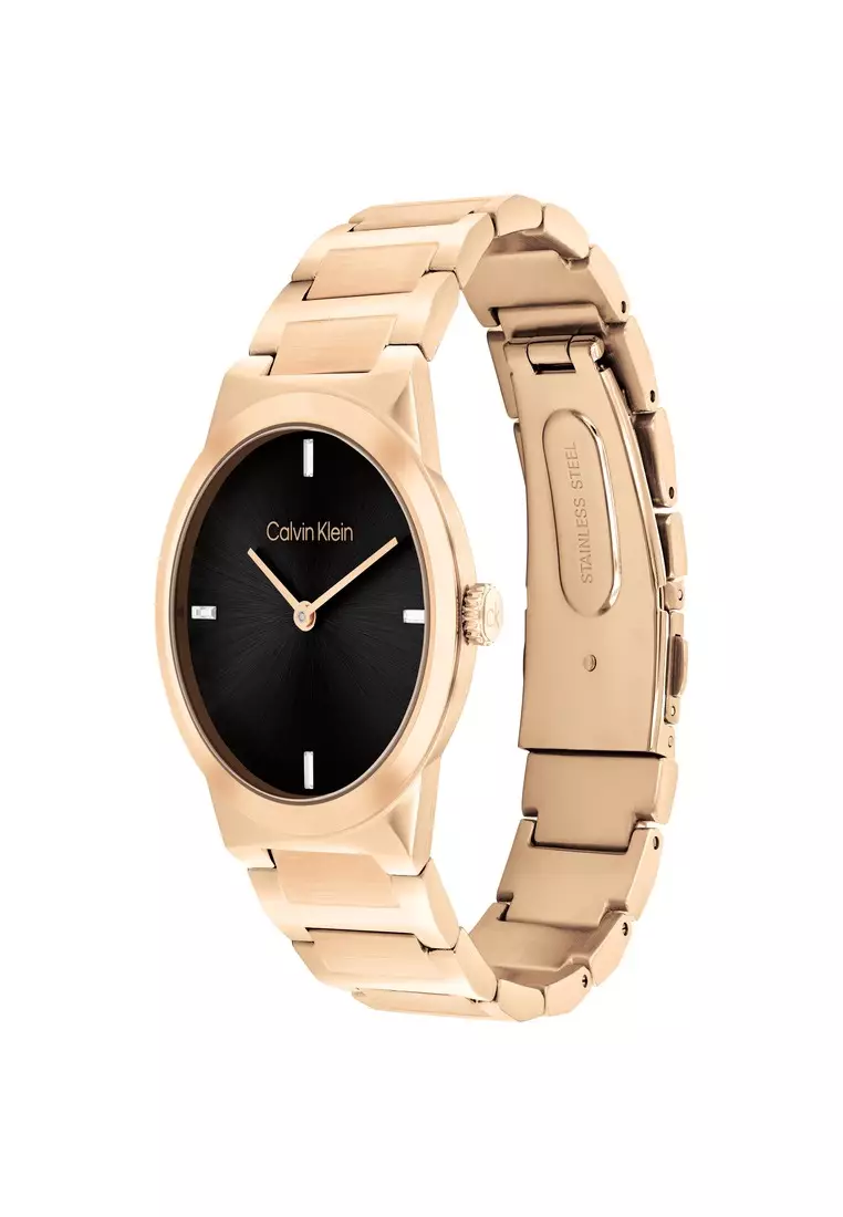 Women's Ionic Plated Rose Gold Steel & Quartz Basic Slim Watch - CK25100086