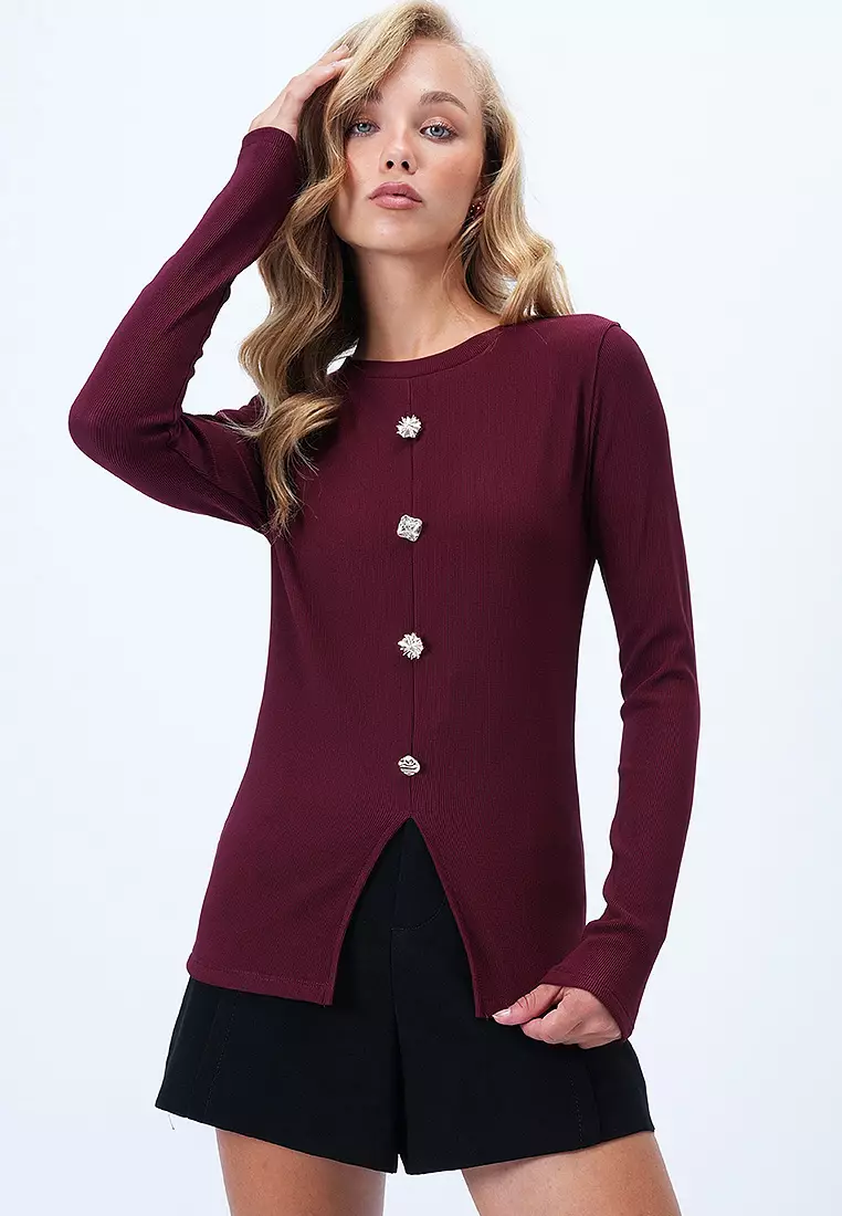 Buy Alacati Front Slit Button Detailed Blouse 2026 Online | ZALORA