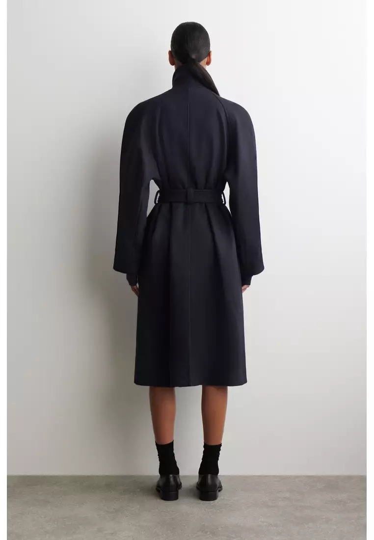 WOOL-BLEND LONG TRENCH COAT