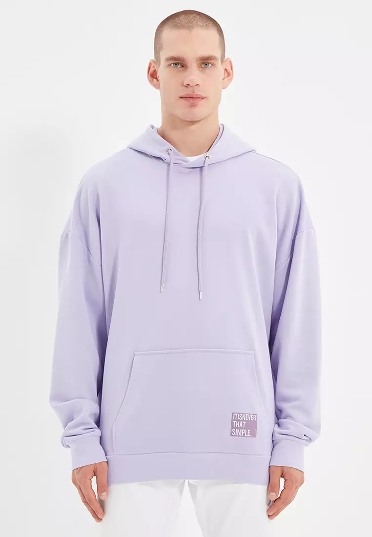 Basic Oversize Hooded Sweatshirt with Patched Label